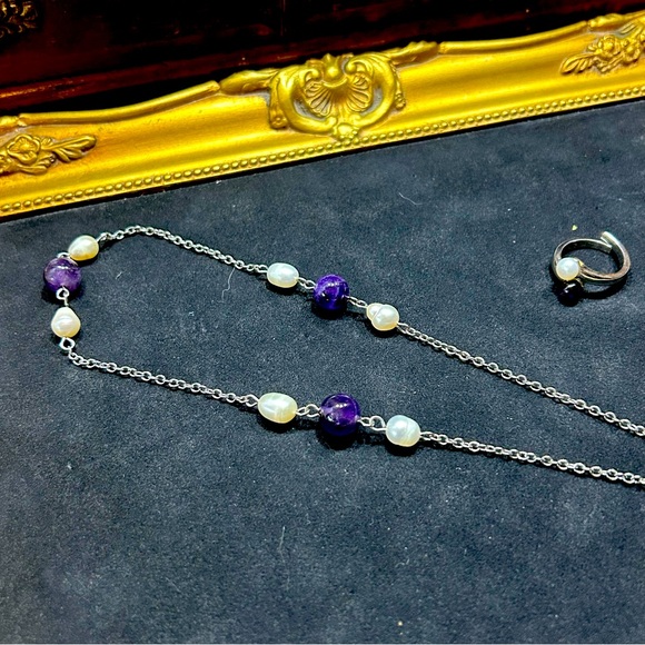 Freshwater Pearl & Amethyst Set - Picture 5 of 7